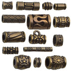 100 Gram Antique Bronze Mixed Styles Column Spacer Beads Alloy Barrel Tube Bar Loose Charm Beads Jewelry Findings Accessories for DIY Bracelet Necklace Craft Projects - color: Bronze