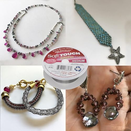 Soft Flex 49 Strand Stringing Wire - Flexible Braided - Medium 0.19 Diameter - Jewelry Making Bead Wire - Satin Silver - style: 30 Feet