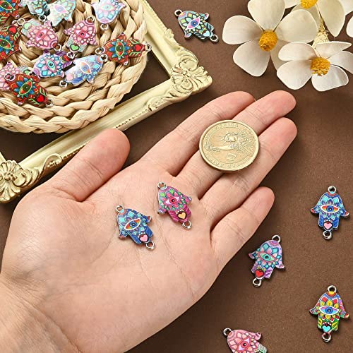DanLingJewelry 50Pcs Random Color Religion Charms Hand of Hamsa with Evil Eye Charms for Bracelets Necklace Jewelry Making - color: 50pcs - Hamsa Hand - Random