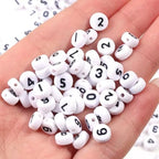 1000Pcs Acrylic Number Beads Round Number Round Beads 4x7mm Mixed Number Beads, for Jewelry Bracelets Necklaces Key Chains Making (Black-White) - color: Black-White