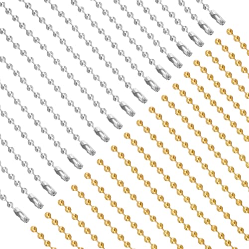 30Pcs 24 Inch Ball Chain Necklace Bulk Ball Bead Necklace Chains Gold Silver Adjustable Metal Ball Beads Chains with Connector Clasp for Jewelry Making Chains Supplies DIY Necklaces Crafts - color: Platinum & Gold