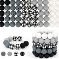 100 Pcs 15mm Silicone Beads for Keychain Making, Pink Gream Silicone Beads Bulk Round for Bracelets Pens Crafts Jewelry Making (Black White) - color: Black White