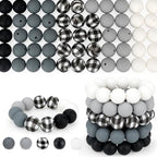 100 Pcs 15mm Silicone Beads for Keychain Making, Pink Gream Silicone Beads Bulk Round for Bracelets Pens Crafts Jewelry Making (Black White) - color: Black White