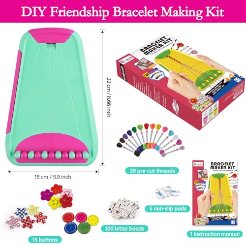 Rdfmy Friendship Bracelet Making Kit for Girls, Arts and Crafts Bracelets String Maker Kit for Kids Ages 8-12 Christmas Birthday Gifts Green - color: Green