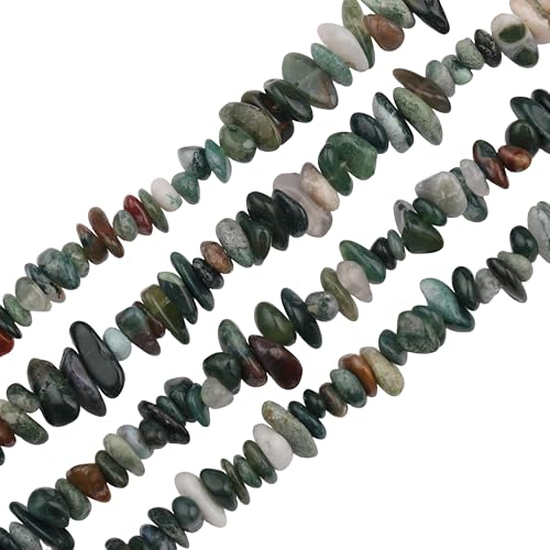 400pcs Natural Chip Stone Beads for Jewelry Making India Agate 5-8mm Irregular Gemstones Healing Crystal Loose Rocks Bead Hole Drilled for Ring Earrings Necklace Bracelet Making DIY Art Crafts - color: India Agate(2 Strands-62")