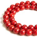 60pcs 6mm Red Turquoise Beads Natural Gemstone Beads Round Loose Beads for Jewelry Making - color: Red Turquoise, size: 6mm
