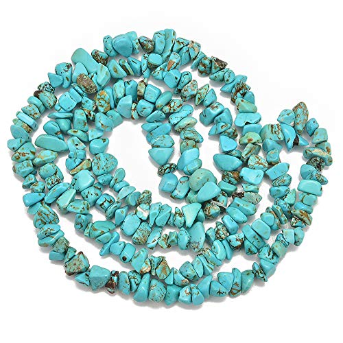 PLTbeads 5-8mm Natral Healing Gemstone Waist Bracelets Necklace Kit Irregular Stone DIY Crafts Design Jewelry Making 1 Strand per Bag Approxi 34 inch (Green Turquoise Chips) - color: Green Turquoise Chips