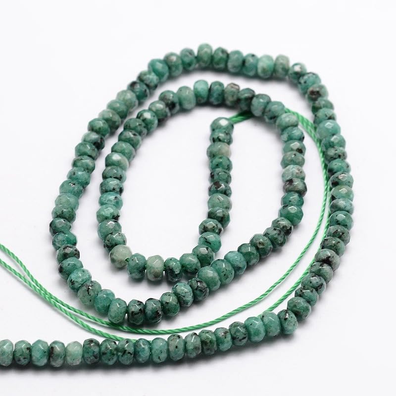 115pcs Natural Jade Disk Stone Beads 4x2mm Rondelle Faceted Dyed Stone Loose Spacer Beads for Jewelry Making Design Bracelet Necklace Keychain Phone Chain Lanyard Ornament, Cadet Blue - color: Cadet Blue