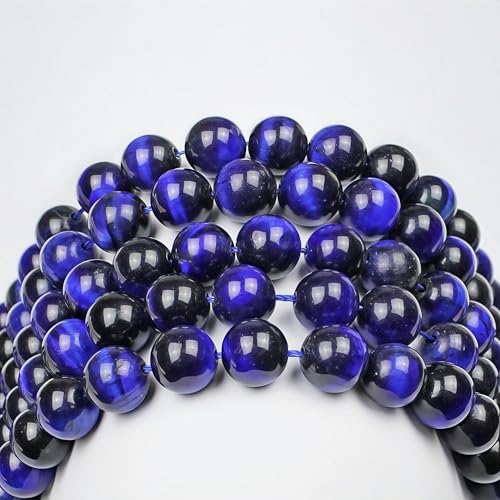 MJDCB Stone Beads 6mm 60pcs Round Sapphire Blue Tiger's Eye Loose Gemstone Bead Charms for Jewelry Making Bracelet Necklace Earring Pendant - color: Sapphire Blue Tiger's Eye, size: 6mm