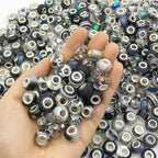 20pcs/Set Random Mixed Color European Style Acrylic Large Hole Beads Bracelet Spacer Beads for Bracelet Necklace Beading Handmade Accessories(SN345-Black)