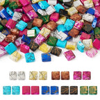 Pandahall 180Pcs 2 Hole Glass Tila Square Seed Beads 5mm Rectangle Mini Spacer Flat Beads for Bracelet Necklace Jewelry Making - color: Spray Painted-9 Colors