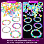 Looconi 1400pcs Colorful Letter Beads that Glow in the Dark 7x4mm Alphabet A-Z and Smiley Heart Beads for Jewelry Bracelet Making - color: Glow-colors