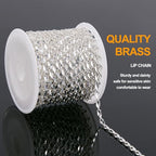 KYUNHOO 5 Meters Thin Cable Link Jewelry Making Chains Spool Silver Plated Copper Chains with Lobster Clasps Jump Rings for Crafts DIY Finding Supplies - color: Lip Silver