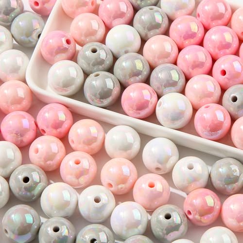 16mm Acrylic Beads 100pcs Chunk Bubblegum Bead Beads for Pens for Necklace Jewelry Bracelets DIY Crafts Making (graypink) - color: graypink