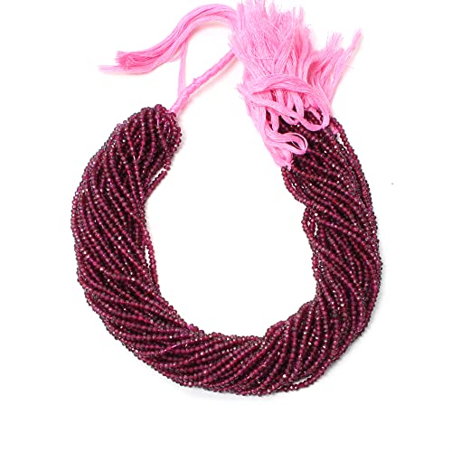 Faceted Garnet Rondelle Beads, Rhodolite Pink Garnet Loose Gemstone Beads for Jewelry Making, 3-3.5 mm Beads, 13 Inches