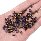 Glass Rice Beads Purple 4x6mm 50pcs Faceted Oval Golden Edge Crystal Loose Beads for DIY Craft Jewelry Making - color: Purple