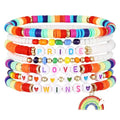 Emibele Colorful Stretch Bracelet Stack Boho Beaded Bracelet Set Heishi Surfer Bracelet Stackable Y2K Trendy Jewelry Friendship Multiple Set Women Fans - style: Pride