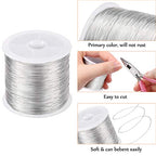 MIKIMIQI 328Ft Jewelry Wire - 26 Gauge Tarnish Resistant Copper Beading Wire for Jewelry Making, 0.4mm X 100m (Silver Color) - color: Silver