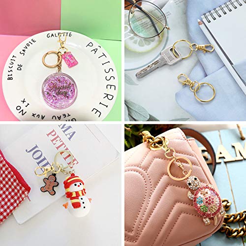 100PCS Gold Swivel Clasps Lanyard Snap Hooks with Key Rings, Key Chain Clip Hooks Lobster Claw Clasps for Keychains Jewelry DIY Crafts - color: Gold