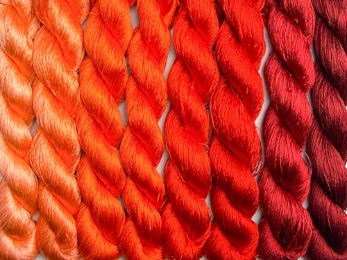100% Nature Mulberry Handmade Embroidery Silk Thread Woven Jewelry Accessory Artificial Flowers Cross Stitch Floss DIY Sewing Kits 8 Gradient Colors 22m Each (42) - color: 42
