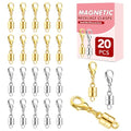 Buelkmag Magnetic Necklace Clasps and Closures 20 PCS Gold and Silver Clasp for Necklaces Jewelry Bracelet Women Making Magnet Lobster Extender Bracelets Extenders Magnets Helper Extra Strong
