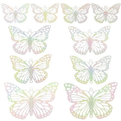 Dazzling Colorful Filigree Charms Hollow Out Multicolor Geometric Filigree Pendants for DIY Jewelry Making Earrings Necklaces Components - color: Butterfly