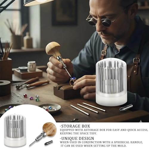 Setting Tools, 24pcs Beading Tools Beader Set for Stone Setting Graver Jewelry Equipments Tool Stone Bead Grain Tool Bead Grain Graver Jewelry Equipments