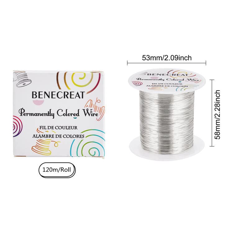 BENECREAT 26 Gauge 131 Yards Tarnish Resistant Silver Wire Jewelry Beading Wire for Beading Wrapping and Other Jewelry Craft Making - color: Silver, size: 26 Gauge