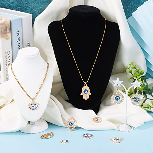 Cheriswelry Rhinestone Enamel Connectors Charm Links Evil Eye Alloy Metal Pendants Antique Silver Flat Round Hamsa Hand Owl Feather Heart Charm Pendant for Bracelet Necklace Jewelry Making - color: Gold-Mixed Shape
