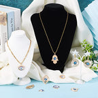 Cheriswelry Rhinestone Enamel Connectors Charm Links Evil Eye Alloy Metal Pendants Antique Silver Flat Round Hamsa Hand Owl Feather Heart Charm Pendant for Bracelet Necklace Jewelry Making - color: Gold-Mixed Shape