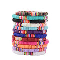 12pcs Friendship Bracelets Beaded Bracelets Heishi Bracelet Cute Bracelets Stack Vinyl Clay Disc Bead Surfer Stretch Summer Beach Bracelets For Women Preppy Bracelets - color: A