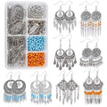 SUNNYCLUE 1 Box DIY 10 Pairs Chandelier Charms Earring Making Kit Boho Charms for Jewelry Making Feather Cone Pendants Flat Round Head Pins Eye Pins Jump Rings Antique Silver Adult Women - color: Chandelier Bohemian Style D