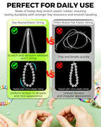 6 Rolls FIVEIZERO Elastic Bracelet String Cord, 0.4mm, 0.5mm, 0.6mm, 0.7mm, 0.8mm, 1mm Crystal Clear Stretchy Elastic Bead String for Bracelets, Jewelry Making and Clay Pony Seed Stone Beads Beading - size: 0.4+0.5+0.6+0.7+0.8+1mm Round (6 Pack)