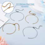 KISSITTY 8pcs Golden Silver Adjustable Bracelet Chains 304 Stainless Steel Cable Extender Chains Replacement with Clasp for Women Friendship DIY Necklaces Bracelets Jewelry Making