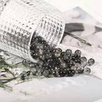 200Pcs Glass Round Beads 8mm Transparent Ink Wash Dye Sprinkled Gold Scattered Beads Handmade DIY Bead Material Bracelet Accessories (Black) - color: Black