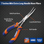 Mini Long Reach Needle Nose Pliers, 7 Inches Straight/Bent Small Long Nose Pliers with Comfort Handle for Wire Wrapping, Electronic Repair, Jewelry Making - color: Bent Long Needle Nose Pliers - Blue