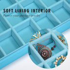 Siveit Jewelry Tray Organizer Box 48 Grid Jewelry Display Organizer Box with Transparent Lid Rings Earrings Necklaces Pendants Display Box Suitable for Women and Girls (48 Grid, Sky Blue) - color: Sky Blue