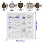HOMEIDOL Resin Jewelry Molds Pendant Trays Making Kit with 30pcs 5 Styles Metal Pendants and 1pc Silicone Epoxy Casting Mold for Pendant Crafting DIY Gifts - color: 30Pcs Metal Pendant+1 Pc Silicone Casting Molds