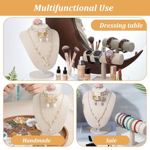 2 Pcs Jewelry Display Set Necklace Mannequin Bust T Bar Bracelet Holder for Earring Necklace Ring Display