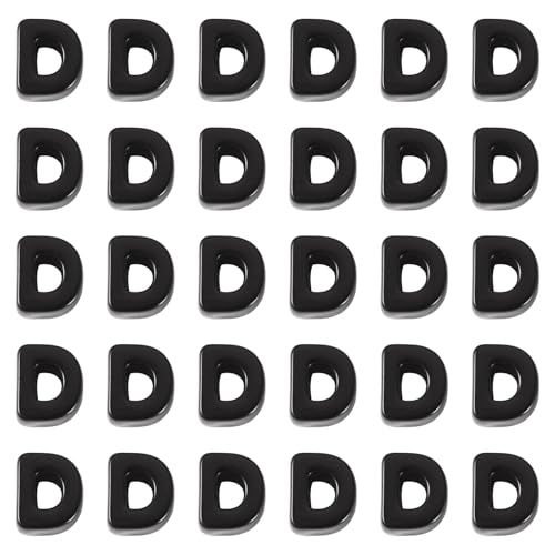 FASHEWELRY 30Pcs Acrylic Letter D Beads with Large Hole Big Plastic Letter Blocks European Beads 3D Letters Chunky Vowel Initial Alphabet Bead for Key Chains Necklace DIY Arts Craft Projects - color: Black, size: D