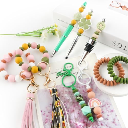 Sunrony 200Pcs Silicone Lentil Beads for Keychain Making, Bulk 12mm Silicone Abacus Spacer Beads for Necklace Bracelet Making Pens(Camel) - color: G-Camel