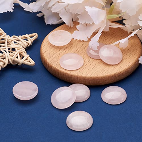 Fashewelry 10Pcs Natural Rose Quartz Cabochon Stone Round Beads 20mm Flat Back Gemstone Chakra Healing Crystal Cover Cabs for Jewelry Making - color: 3-Rose Quartz, size: 20x6mm