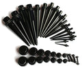 16g-00g Ear Stretching Kit Black Plugs and Tapers 00g 0g 2g 4g 6g 8g 10g 12g 14g Gauges Plus Instructions