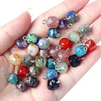 LE SKY 20 Pcs Square Stone Pendants Faceted Chic Natural Healing Crystal Charms Gemstone Beads for Jewelry Making Necklace DIY