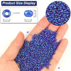 Size 2 mm 11/0 Glass Seed Beads, 10100 Pcs Small Mini Spacer Loose Pony Beads for Jewelry Making and DIY Crafts (AB Blue Purple) - color: AB Blue Purple, size: Small