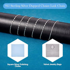 Elecrelive 2mm Sterling Silver Dapped Chains 3.28 Feet Silver Cable Link Chains Permanent Jewelry for Men Women Necklace Bracelet DIY Making - color: Silver, Dapped Link