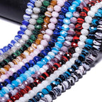 7.5×10mm 50pcs Purple White Faceted Lampwork Glass Beads for Jewelry Making, Flat Round Handmade Murano Beads for Bracelets, Crafts, Friendship Bracelet Kit, Rosary Making - color: Purple White