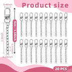 NCIWAN 20 PCS Keychain Making Kit Swivel Snap Hook Lobster Claw Clasps and Extender Chain Silver Metal Keychain Clips with Key Ring Bulk for DIY Craft Supplies Jewelry Key Chain Bags Accessories Gift - color: Silver 20