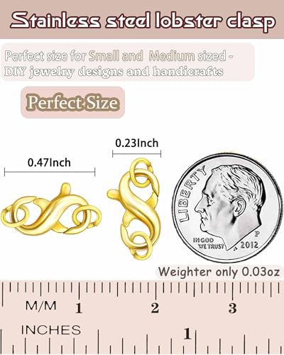 Dailyacc Double Opening Lobster Clasp 316 Stainless Steel Silver and Gold Pleted Necklace Bracelet Extender Clasps and Closures for DIY Jewelry (Gold 6Pcs, 12mm × 6mm) - color: Gold 6Pcs, size: 12mm × 6mm