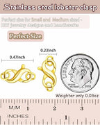Dailyacc Double Opening Lobster Clasp 316 Stainless Steel Silver and Gold Pleted Necklace Bracelet Extender Clasps and Closures for DIY Jewelry (Gold 6Pcs, 12mm × 6mm) - color: Gold 6Pcs, size: 12mm × 6mm